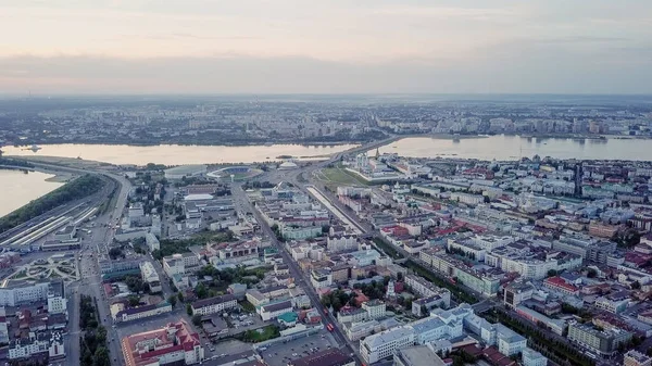 Panoramatický pohled z Kazaně. Západ slunce, Rusko — Stock fotografie