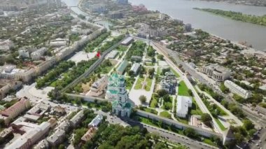 Astrahan Kremlin'in, havadan görünümü tarihi ve mimari kompleks, Rusya, Astrakhan, Video, Ultrahd (4k)
