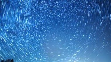 Kutup yıldızı etrafında çizgiler şekillendirme yıldız. Video. UltraHD (4k)