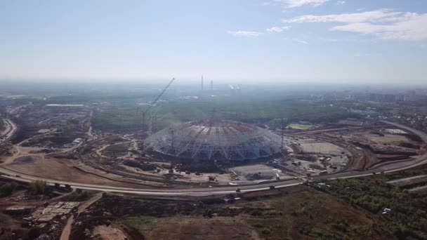 Rusia Samara Septiembre 2017 Construcción Del Estadio Fútbol Ciudad Samara — Vídeos de Stock