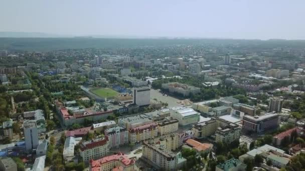 Ryssland Stavropol September 2017 Centrum Skyddsängel Staden Korset Flygfoto Video — Stockvideo