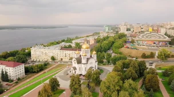 Rusia Samara Septiembre 2017 Vista Plaza Gloria Monumento Gloria Templo — Vídeos de Stock