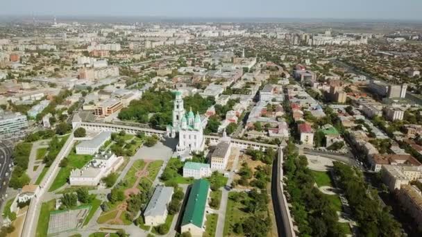 Ryssland Astrakhan September 2017 Flygfoto Över Astrakhan Kremlin Historiskt Och — Stockvideo