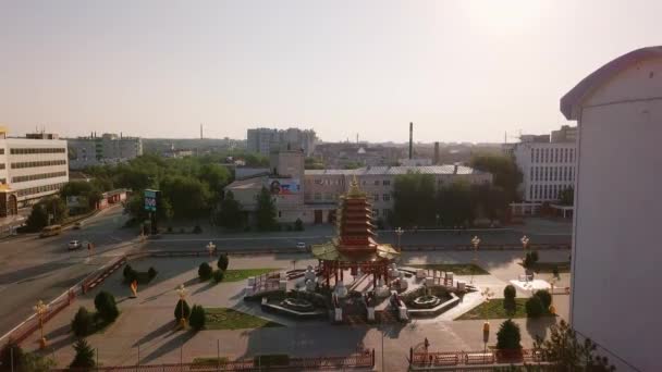 Russia Elista Kalmykia September 2017 Pagoda Seven Days Central Square — Stock Video