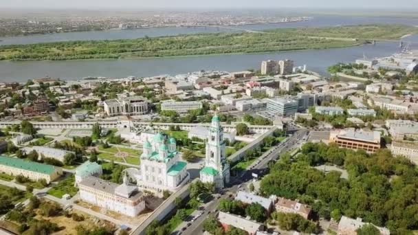 Rosja Astrachań Września 2017 Widok Lotu Ptaka Astrakhan Kreml Historyczne — Wideo stockowe