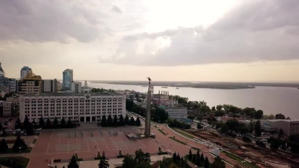 Rusia Samara Septiembre 2017 Vista Panorámica Plaza Gloria Monumento Gloria — Vídeos de Stock