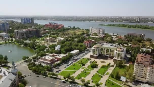 Rússia Astrakhan Setembro 2017 Vista Panorâmica Aérea Rio Volga Cidade — Vídeo de Stock