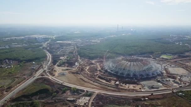 Rusland Samara September 2017 Bouw Van Voetbalstadion Stad Van Samara — Stockvideo