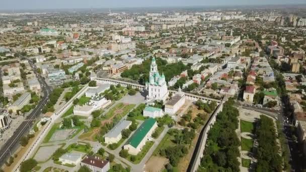 Russland Astrakhan September 2017 Luftaufnahme Von Astrakhan Kremlin Historischer Und — Stockvideo