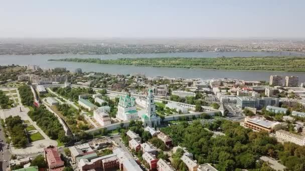 Flygfoto Över Astrakhan Kremlin Historiskt Och Arkitektoniskt Komplex Ryssland Astrakhan — Stockvideo
