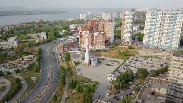 Rússia Samara Setembro 2017 Museu Centro Exposições Samara Space Monumento — Vídeo de Stock