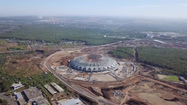 Rusia Samara Septiembre 2017 Construcción Del Estadio Fútbol Ciudad Samara — Vídeos de Stock