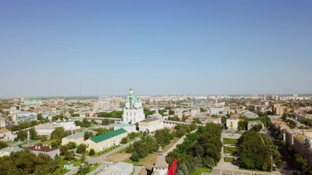 Luchtfoto Van Het Kremlin Van Astrachan Historische Architecturale Complex Rusland — Stockvideo