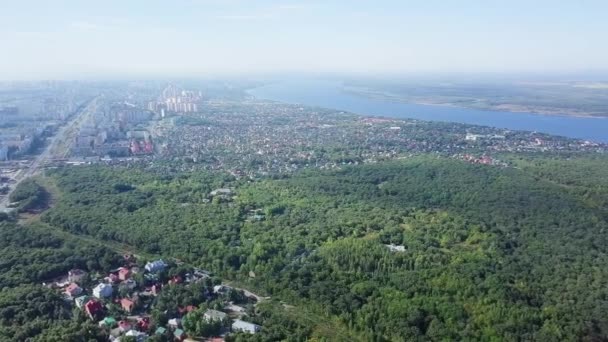 Aerial Panorama Över Staden Samara Och Utsikt Över Volgafloden Ryssland — Stockvideo