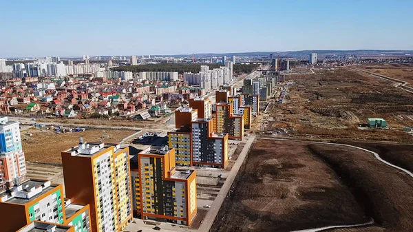 Span along new and under construction houses, Akademicheskiy district. Ekaterinburg, Russia
