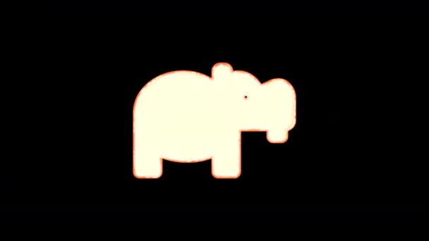 Symbol hippo burns out of transparency, then burns again. Alpha channel Premultiplied - Matted with color black — Stockvideo