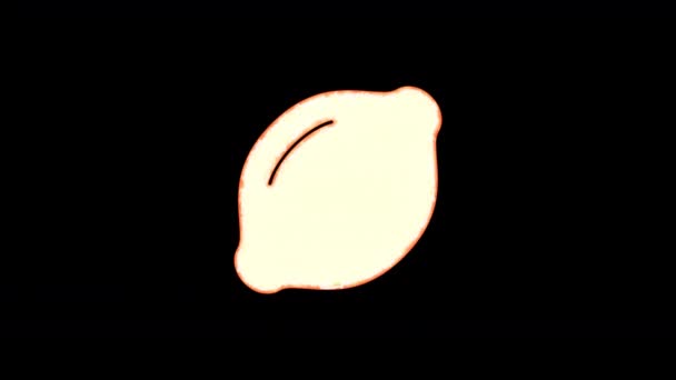 Symbol citron brinner ur transparens, sedan brinner igen. Alfakanal Förmultiplicerad - Mattad med färg svart — Stockvideo