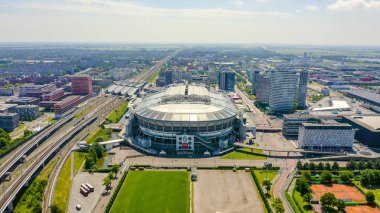 Amsterdam, Hollanda - 30 Haziran 2019: Johan Cruijff Arena (Amsterdam Arena). 2020 Fifa Dünya Kupası, Havadan Görünüm 