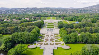 Oslo, Norveç. Vigeland Heykel Parkı. Vigelandsparken' de. Frogner park, Drone gönderen 