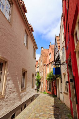 Bremen, Almanya. Bremen Schno 'nun tarihi bölgesinde evler
