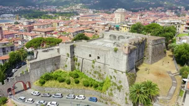 La Spezia, Itálie. Hrad San Giorgio. Pohled shora. 4K — Stock video