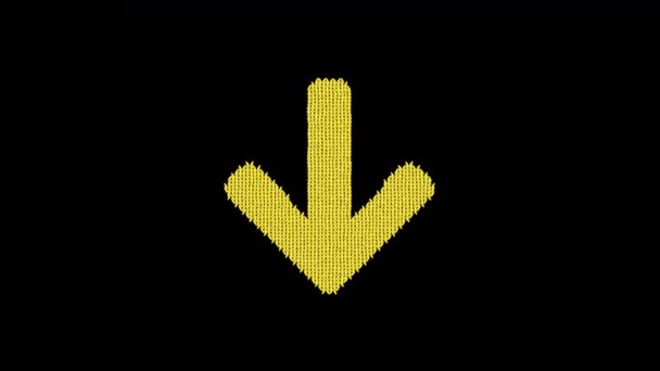 Symbol arrow down is knitted from a woolen thread. Knit like a sweater — Stock Video