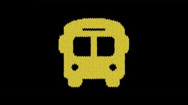 Sembol otobüsü yün bir iplikten örülmüş. Süveter gibi örülmüş.