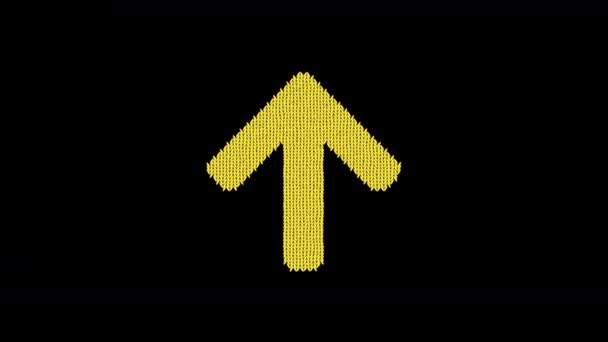 Symbol arrow up is knitted from a woolen thread. Knit like a sweater — Stock Video