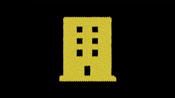 Symbole bâtiment est tricoté à partir d'un fil de laine. Tricoter comme un pull — Video