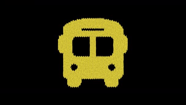 Symbol regular bus is knitted from a woolen thread. Knit like a sweater — Stock Video