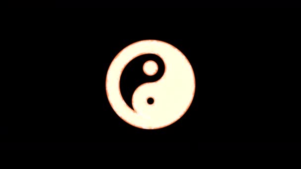 Símbolo yin yang queima por transparência, em seguida, queima novamente. Canal Alpha Pré-multiplicado - Matted com cor preta — Vídeo de Stock
