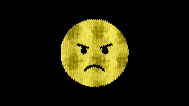 Symbol angry emotion is knitted from a woolen thread. Knit like a sweater — ストック動画