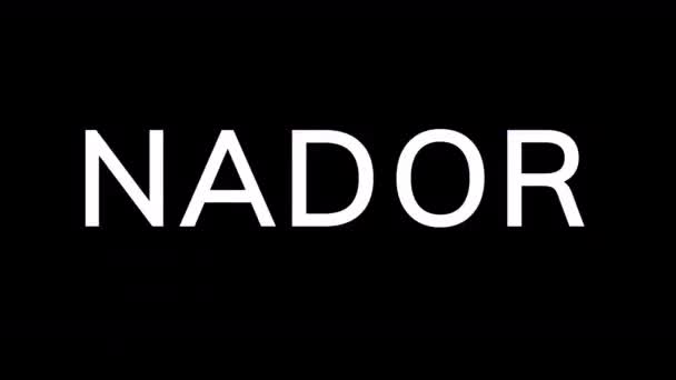 Do efeito de Falha surge cidade NADOR. Depois a televisão desliga-se. Canal Alpha Pré-multiplicado - Matted com cor preta — Vídeo de Stock