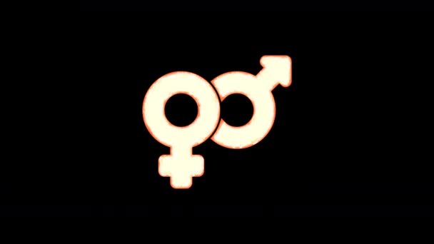 Das Symbol Venus mars brennt aus der Transparenz, dann brennt es wieder. Alphakanal vormultipliziert - mattiert mit Farbe Schwarz — Stockvideo