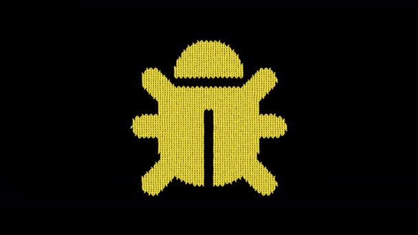 O bug do símbolo é tricotado de um fio de lã. Tricotar como uma camisola — Vídeo de Stock