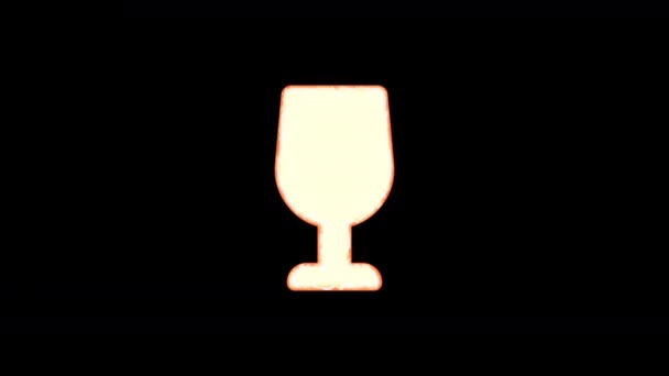 Symbol wine glass burns out of transparency, then burns again. Alpha channel Premultiplied - Matted with color black — Stock Video