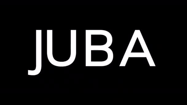 A Hiba hatásából keletkezik a város JUBA. Aztán kikapcsolják a tévét. Alpha csatorna Premultiplied - Matted fekete színnel — Stock videók