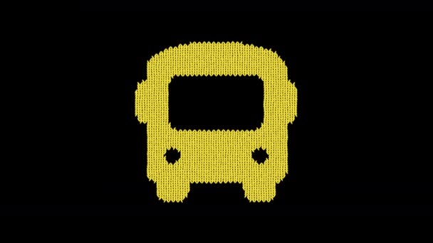 El bus del símbolo es tejido del hilo de lana. Tejer como un suéter — Vídeo de stock
