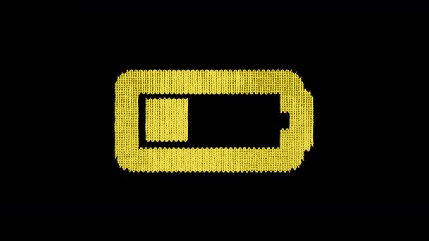 Das Symbol Batterieviertel ist aus einem Wollfaden gestrickt. Stricken wie ein Pullover — Stockvideo