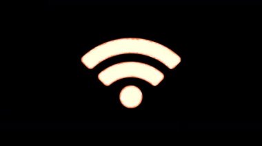 Sembol kablosuz internet, şeffaflığı yakar, sonra tekrar yakar. Alfa Kanalı Önceden Çarpıldı - Renk siyahı ile eşleştirildi