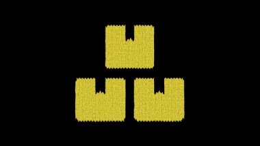 Sembol kutuları yün bir iplikten örülmüş. Süveter gibi örülmüş.