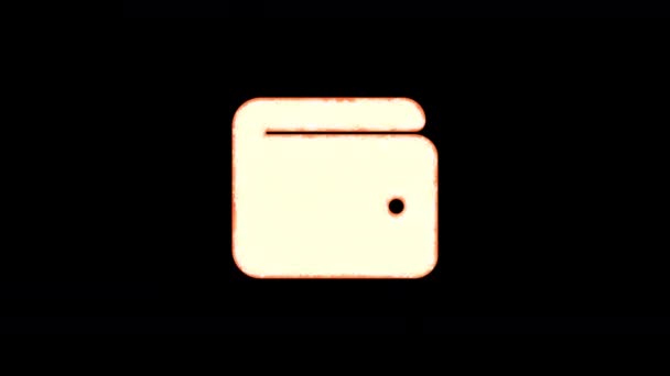 Το πορτοφόλι σύμβολο καίγεται από τη διαφάνεια, και μετά καίγεται ξανά. Alpha channel Premultiplied - Συνδυάζεται με μαύρο χρώμα — Αρχείο Βίντεο