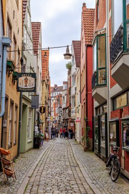 Bremen, Almanya - 28 Haziran 2019: Bremen Schnoor di Evleri