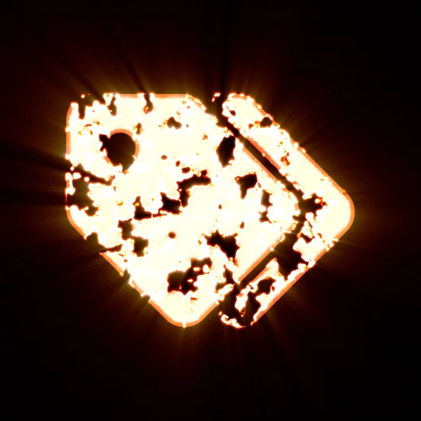 Tags de símbolos queimadas em um fundo preto. Brilho brilhante — Fotografia de Stock