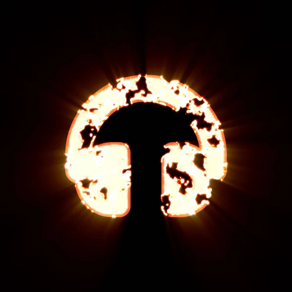 Symbol hörlurar brända på en svart bakgrund. Ljus glans — Stockfoto