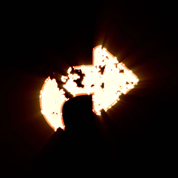 Quota di simbolo bruciata su uno sfondo nero. Brillante splendore — Foto Stock