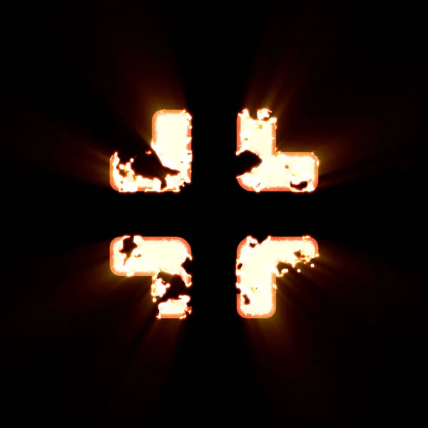 A szimbolikus tömörítés fekete alapon égett meg. Fényes fény — Stock Fotó