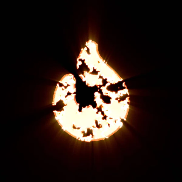 Symbol fire burned on a black background. Bright shine — Stock Photo, Image