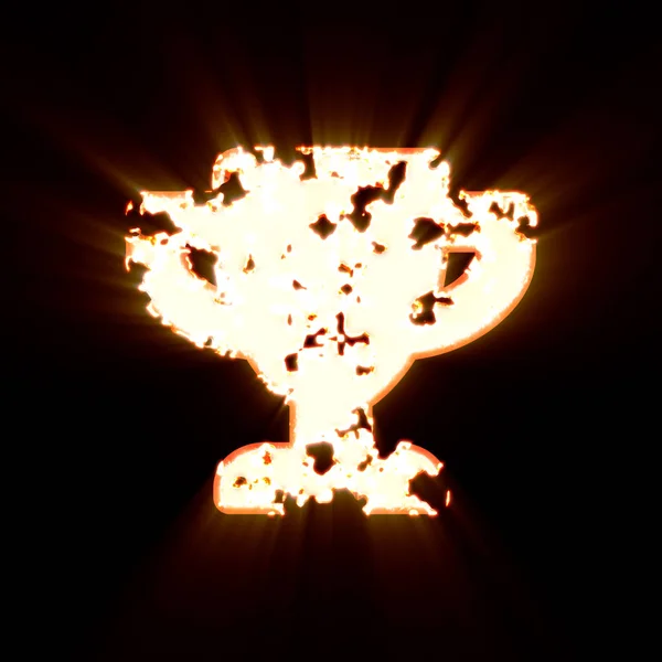Symbol trofé bränd på en svart bakgrund. Ljus glans — Stockfoto