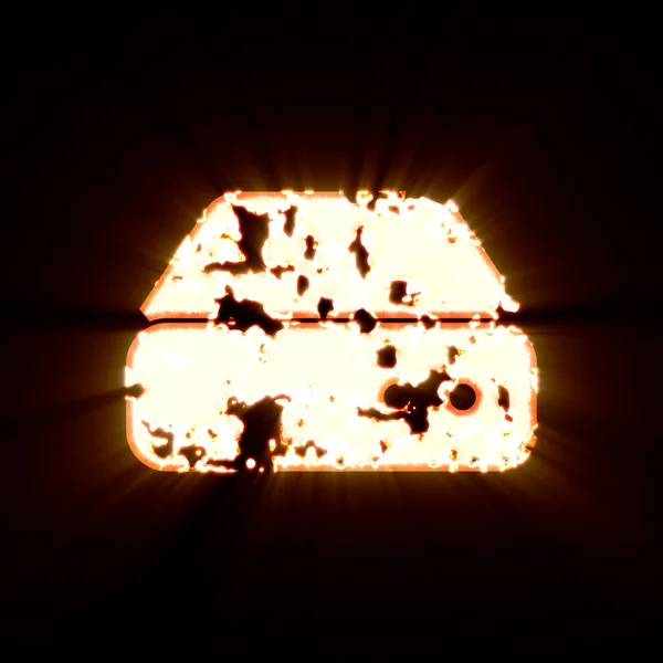 Symbol hdd burned on a black background. Bright shine — Stock Photo, Image